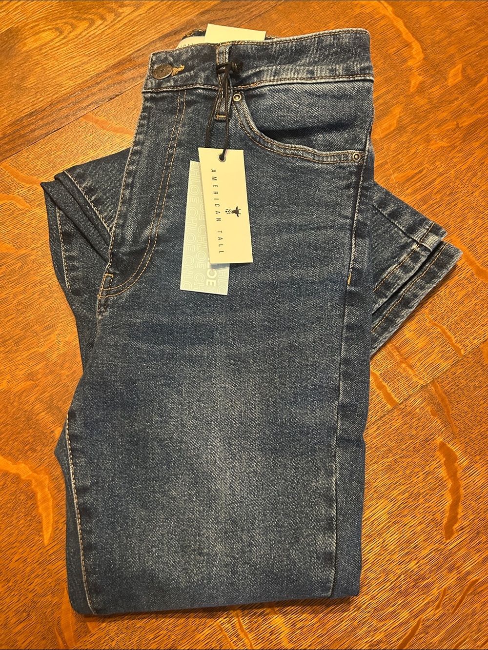 American Tall Chloe High Rise Flare Denim Jeans Medium Wash Size 27/35 NWT